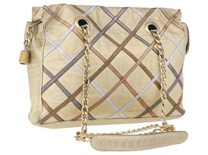 Bolso de hombro con cadena BALLY Cuero Gold Auth 196346 Dorado