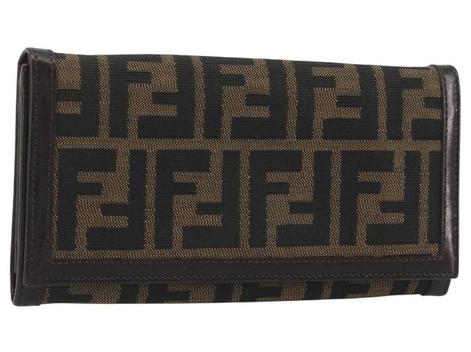 FENDI Zucca Canvas Langbeutel Schwarz Braun Auth 195997V