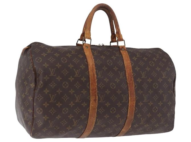 LOUIS VUITTON Monogram Keepall 50 Boston Bag M41426 LV Auth 195192 Monograma