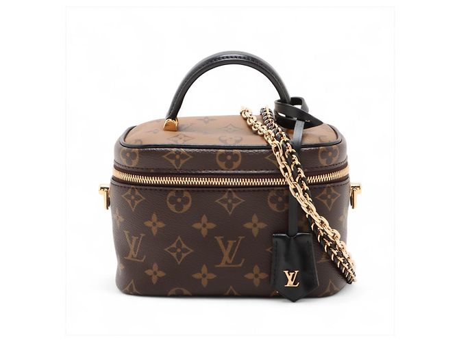 Louis Vuitton mala de mão Vanity em couro Monogram Reverse com alça superior Castanho Marrom