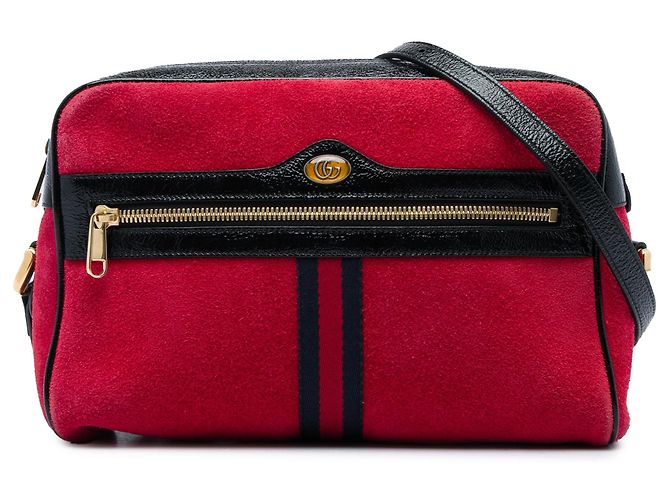 Borsa a tracolla Gucci Ophidia in camoscio rosso con Web