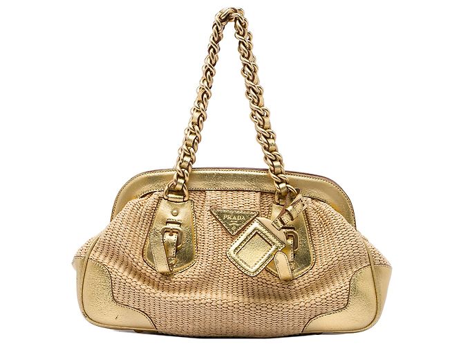 Borsa a tracolla Prada Cinghiale Trimmed Paglia Oro D'oro
