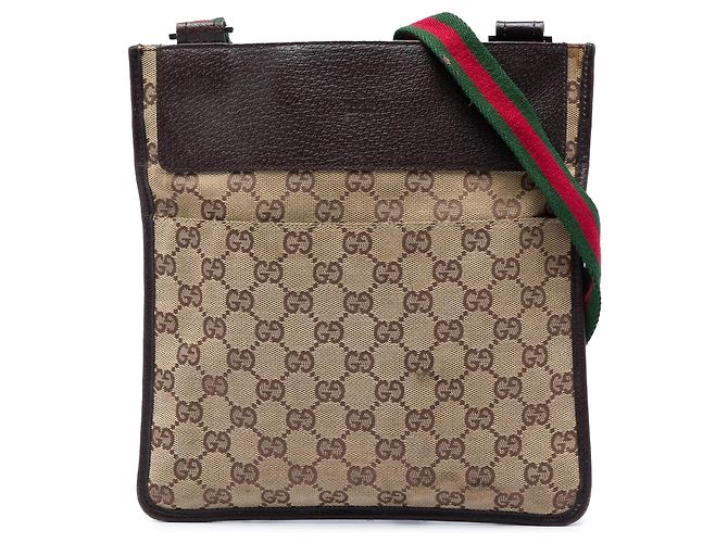 Borsa a tracolla Gucci GG Canvas Web beige