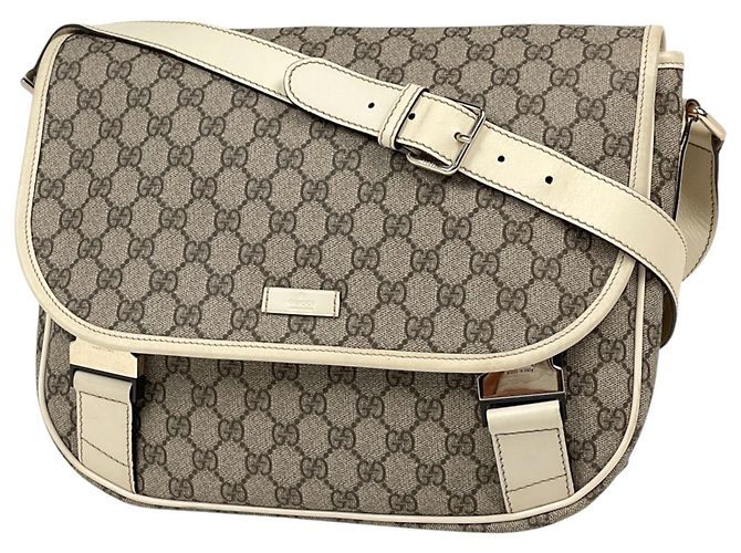 Gucci GG Pattern Messenger Shoulder Bag Beige Cream