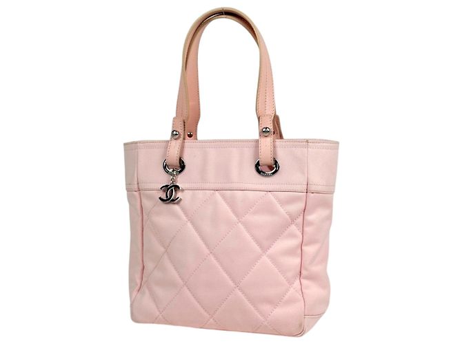 Saco Tote Chanel em lona rosa