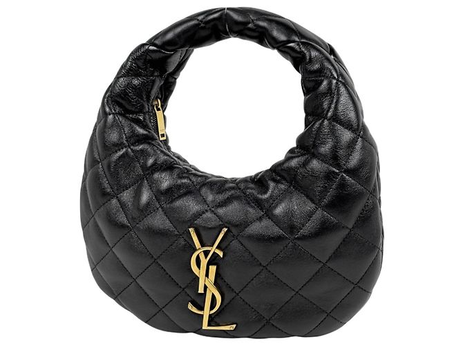 Bolsa de couro acolchoado Yves Saint Laurent Icarino Preto