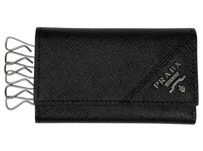 Portallaves de piel Saffiano Prada Negro