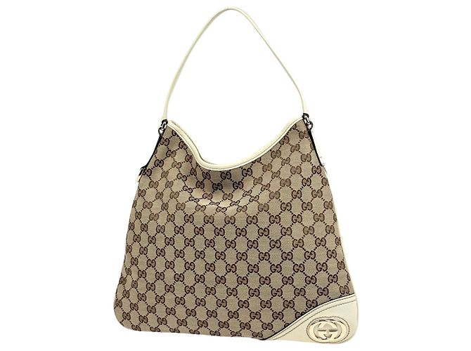 Gucci GG Pattern Schultertasche Weiß Beige