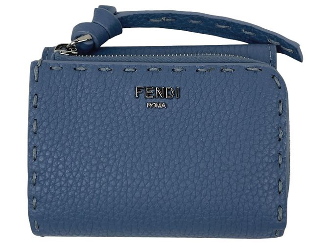 Fendi Peekaboo Micro Selleria Tri-fold Wallet Blue