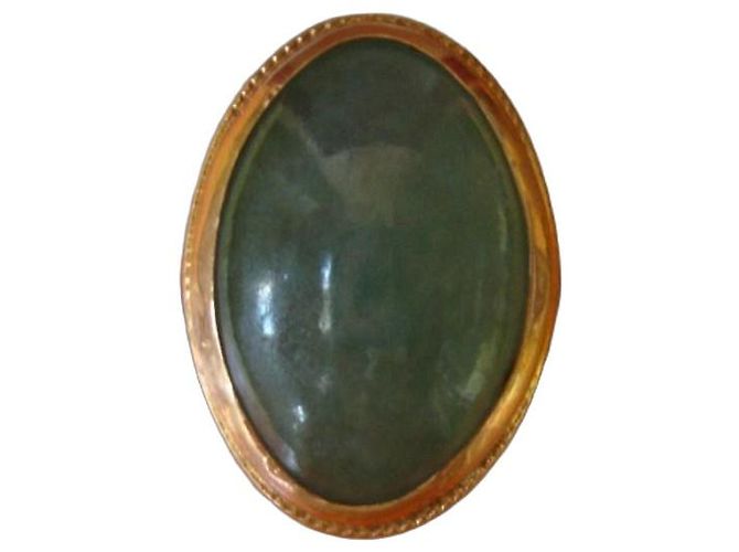 Autre Marque Anello antico in oro giallo e giada ovale D'oro Verde