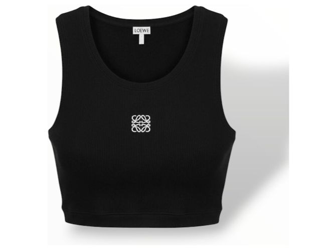 Loewe Top corto in cotone nero logo Anagram