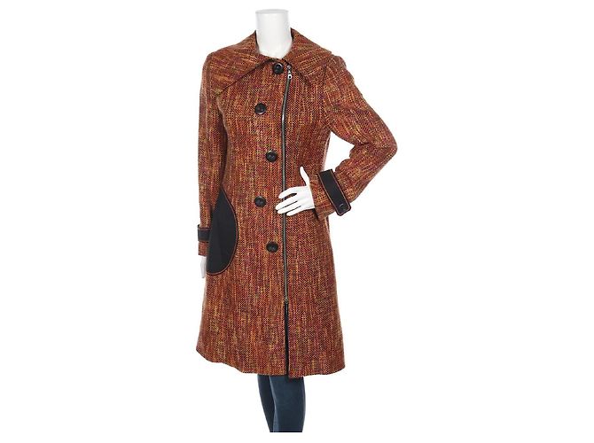 Marc Cain Multi-color Tweed Coat Black Pink Orange Yellow