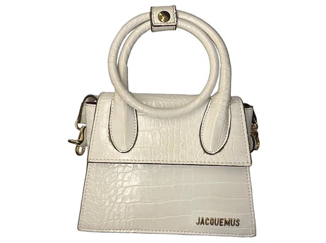 Jacquemus Le Chiquito Mini Bolsa em couro de crocodilo Branco