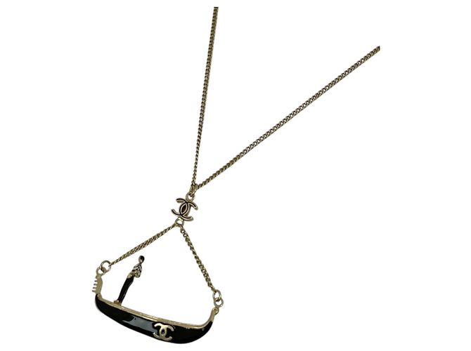 Collar Chanel Coco Mark Negro Dorado