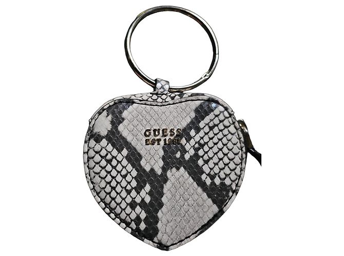 Guess Python Print Heart Wristlet Wallet Silver hardware