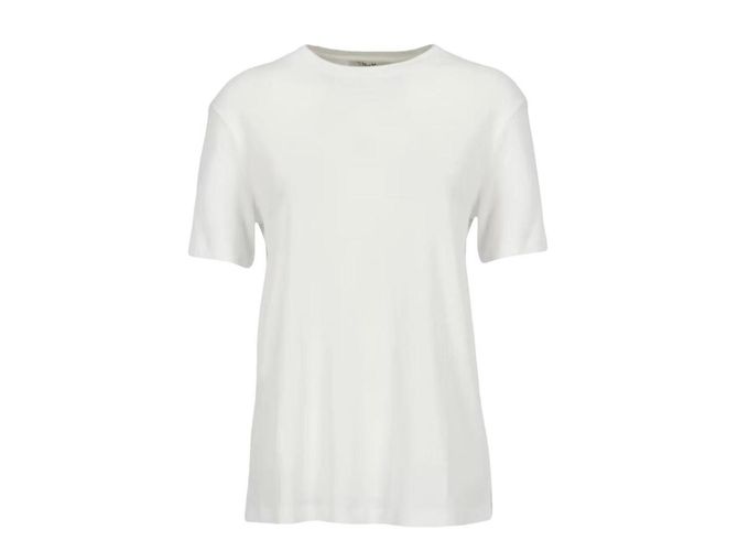 Autre Marque S Max Mara T-shirt in cotone bianco con fiore ricamato