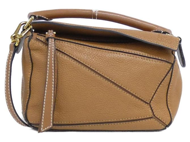 Bolsa de Ombro Loewe Puzzle Mini em Pele de Vitelo Marrom