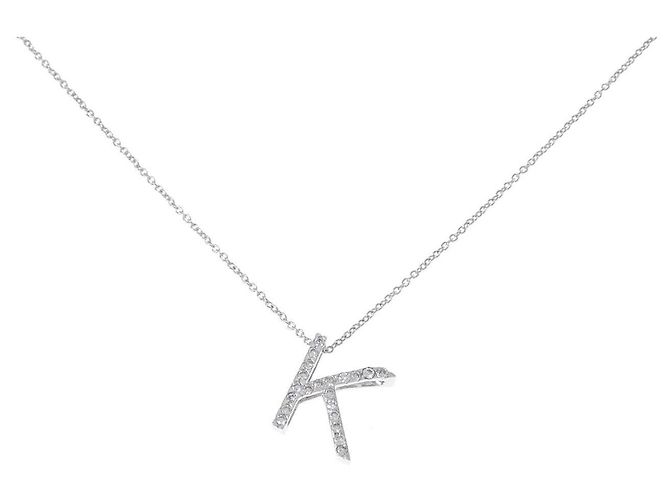 Autre Marque Collar K Inicial de Diamantes Au750 Plata