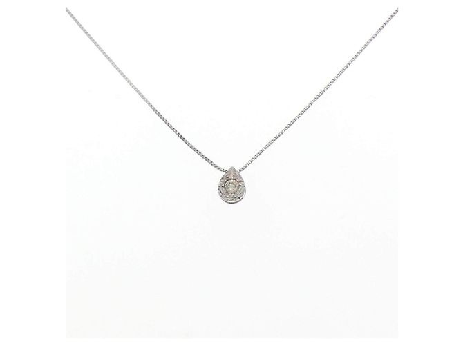 Autre Marque Colar de ouro branco K10 e diamantes Prata