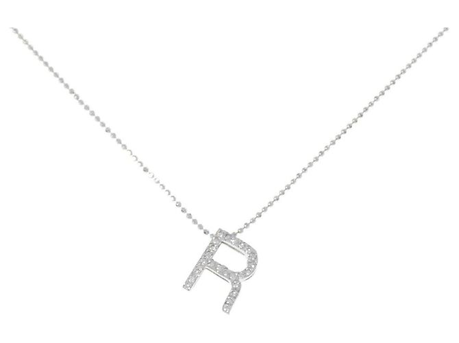 Autre Marque Collar Au750 Initial R Diamond Plata