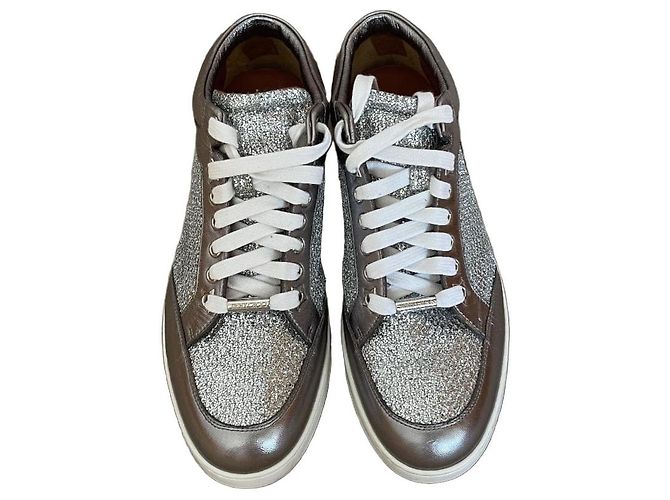 Jimmy Choo Miami Glitzer Sneaker Silber