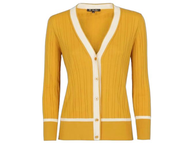 Loro Piana Kaschmir-Seide Cardigan Gelb Weiß