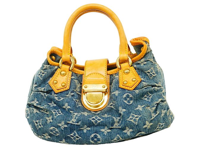 Louis Vuitton Monogram Denim Pleaty Handtasche Blau
