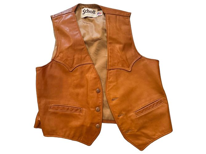 Schott NYC Lederweste Braun