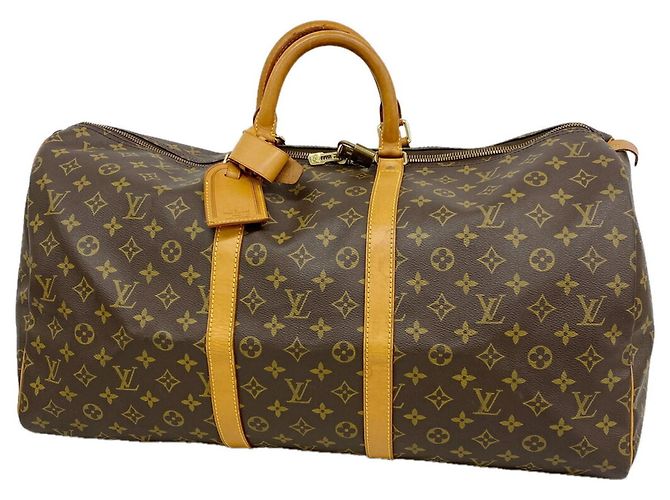 Louis Vuitton Brown Boston Monogram Keepall 55 Marrone