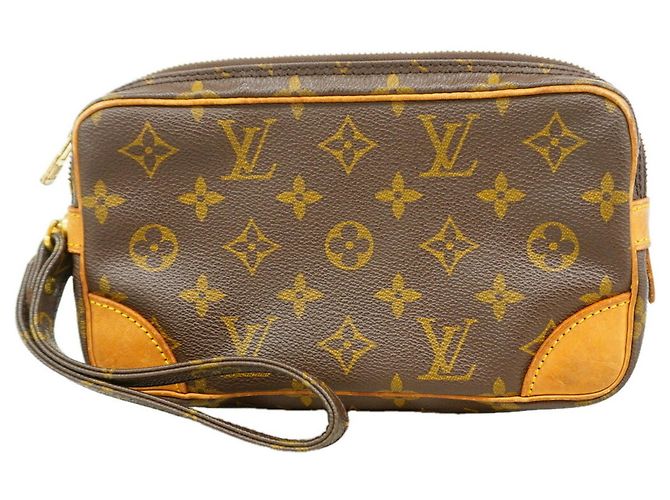 Sac pochette Louis Vuitton Monogram Marly Dragonne PM Marron