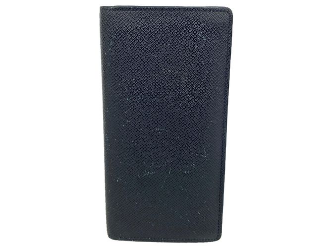 Louis Vuitton Taiga Portefeuille Brazza Long Wallet Blu navy