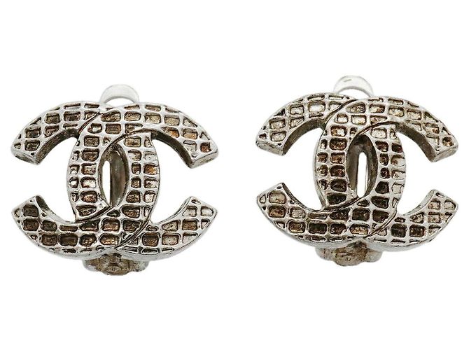 Chanel Silver Clip-On Ohrringe Silber