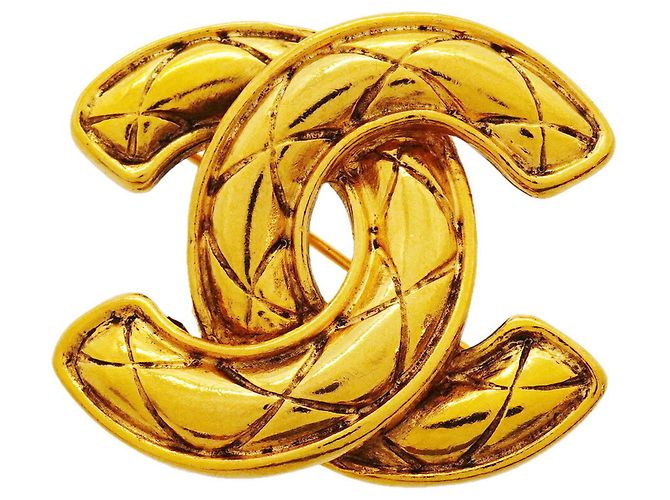 Chanel Coco Mark Brosche vergoldet Golden