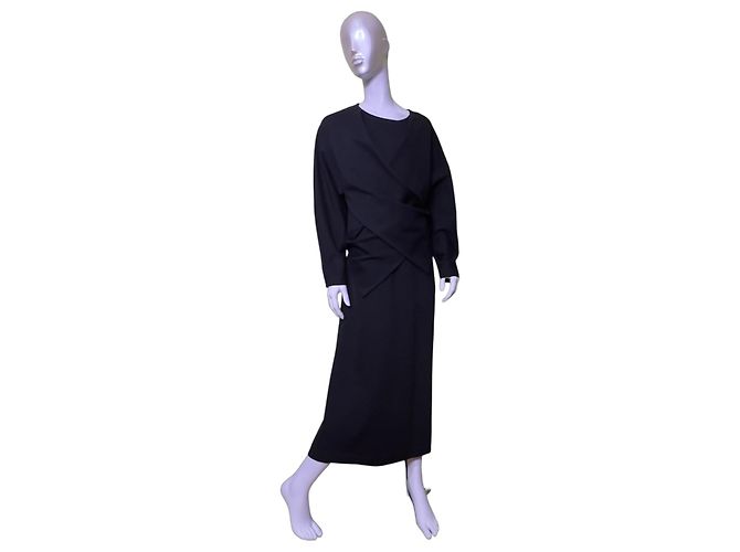 Henrik Vibskov Schwarzes asymmetrisches Wickelkleid