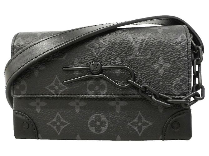 Borsa a tracolla portafoglio indossabile Louis Vuitton Monogram Eclipse Steamer Nero