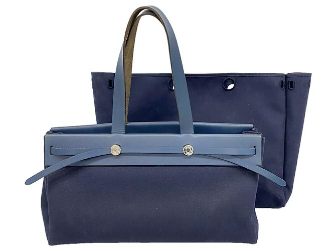 Hermès Borsa Tote Hermes Herbag Cabas Blu navy