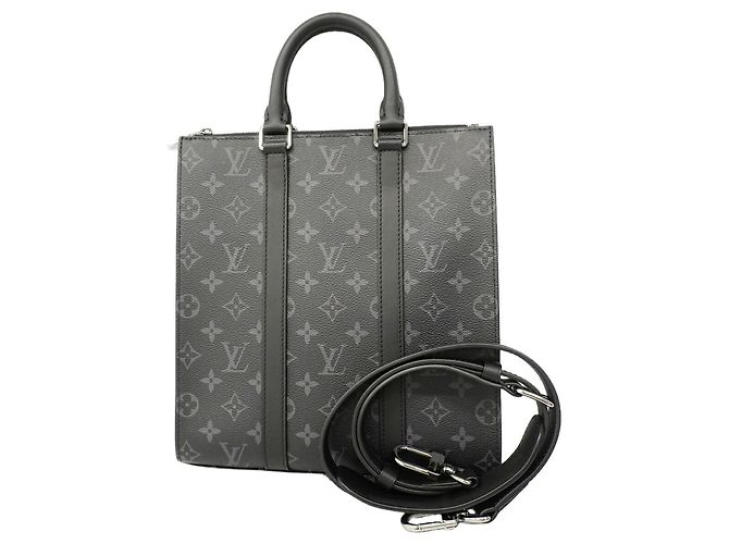 Louis Vuitton Monogram Eclipse Sac Plat Cross Handbag Noir
