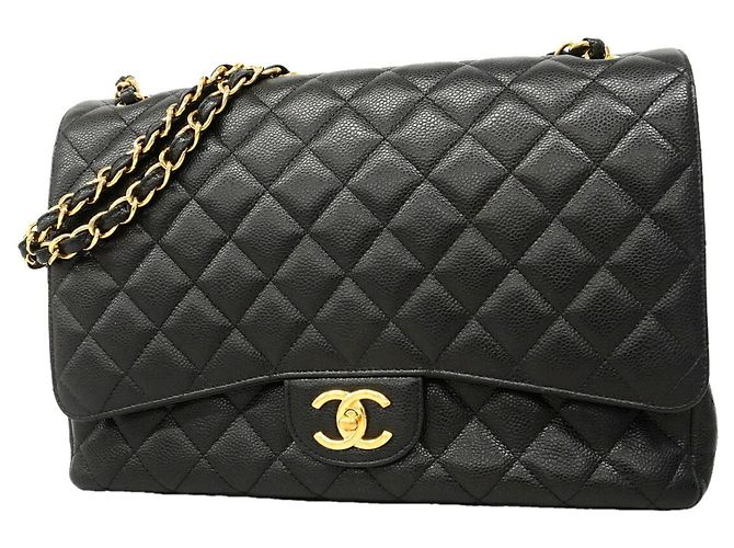 Borsa a tracolla Chanel Large Black Matelassé Nero