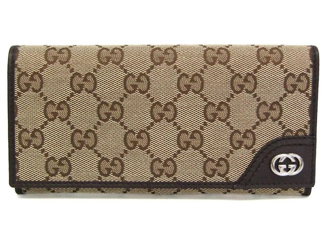 Gucci Interlocking Langes Portemonnaie Beige Dunkelbraun