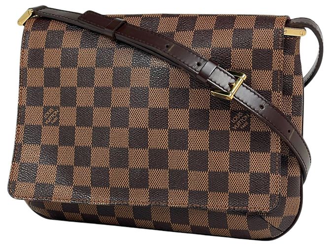 Bolsa de Ombro Louis Vuitton Musette Tango Marrom Damier ebene