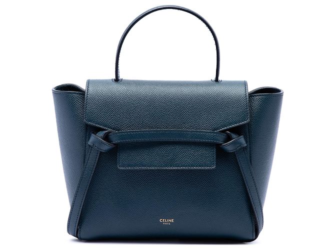 Belt Bag Céline Borsa cintura Celine Nano in pelle di vitello grana naturale blu Blu navy