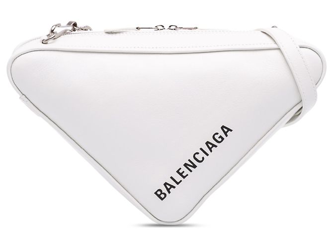 Borsa a tracolla Balenciaga Triangle Chain in pelle bianca Bianco