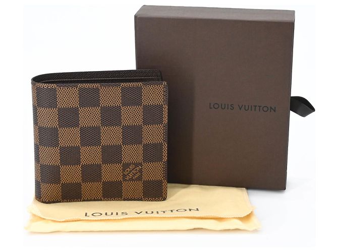 Louis Vuitton Damier Portefeuille Marco Bi-fold Wallet Brown