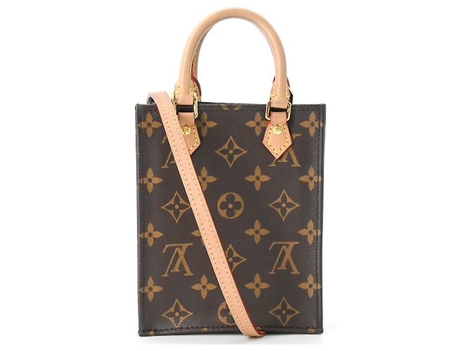 Sac à main Louis Vuitton Monogram Petite Sac Plat Marron Monogramme
