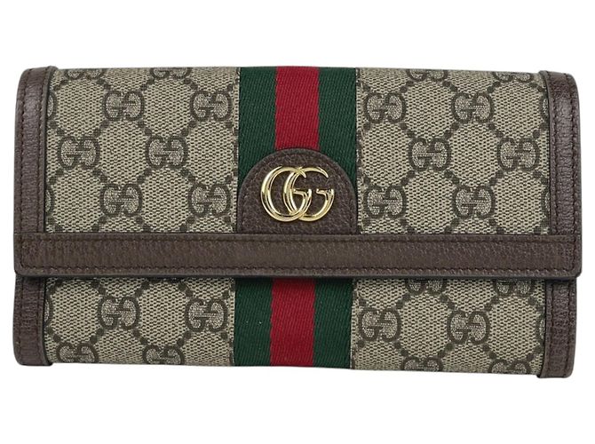 Gucci Long Wallet in GG Pattern Red Beige Green