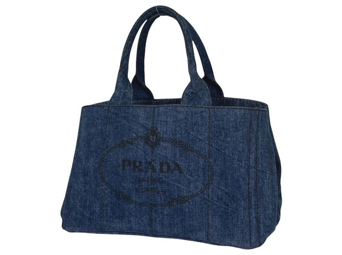 Borsa Tote Prada Canapa Blu