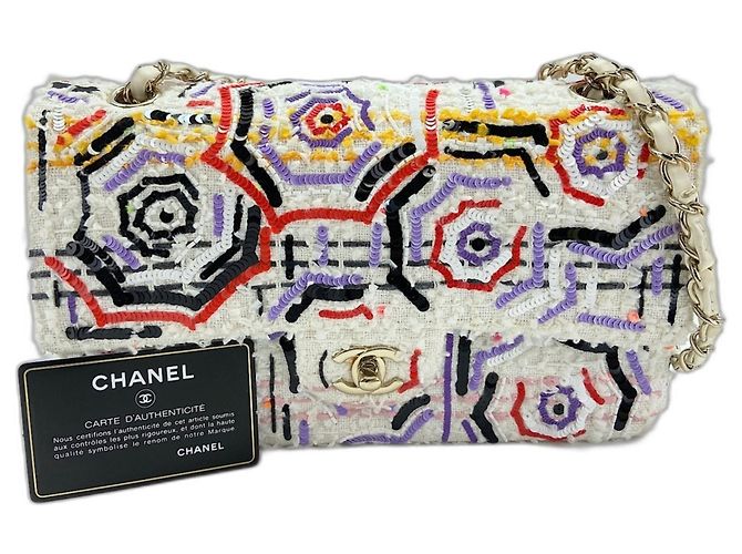 Borsa a tracolla Chanel Classic Flap in tweed Multicolore