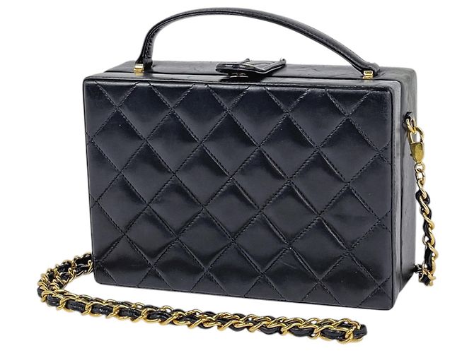 Borsa a mano Chanel in pelle nera Nero