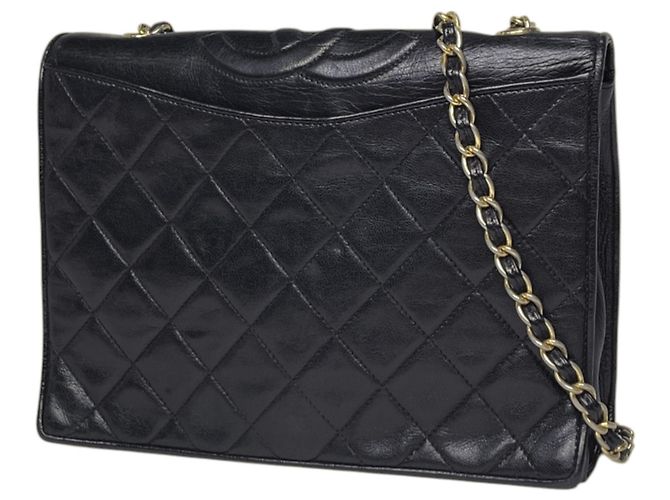 Borsa a tracolla Chanel in pelle nera Nero