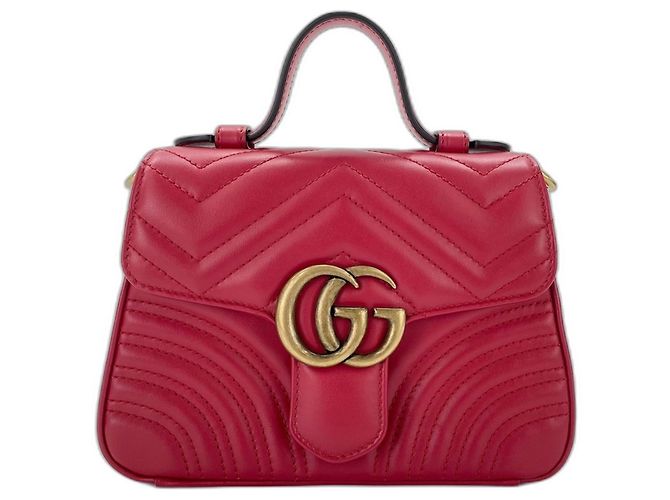 Borsa a tracolla Gucci GG Marmont Mini Top Handle Rosso